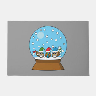 Felpudo Globe de nieve con tres búhos de gnomo