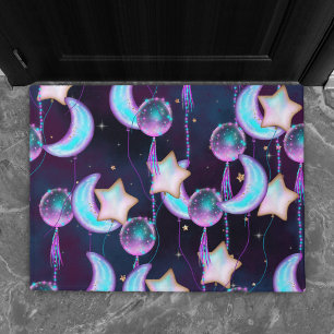 Felpudo Globos cósmicos Planetas Blue Purple Moon Stars