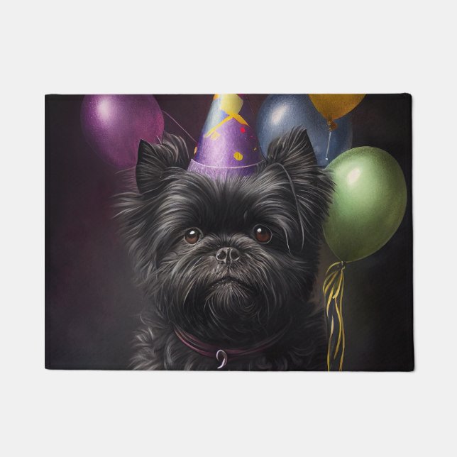 Felpudo Globos de cumpleaños de Affenpinscher Dog (Anverso)