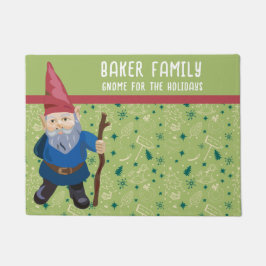 Felpudo Gnome rojo verde y azul para el invierno festivo