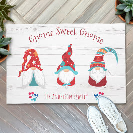 Felpudo Gnome Sweet Gnome Cute Elf Rustic Wood Nombre pers