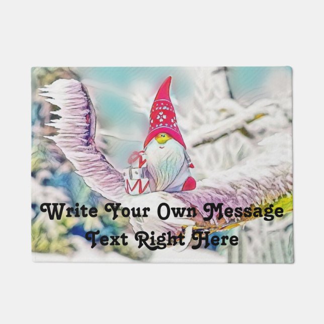 Felpudo Gnomes en la pintura de la acuarela de nieve (Anverso)