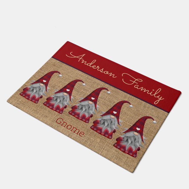 Felpudo Gnomo Duende de Navidad Personalizado Rústico Lind (Angular)