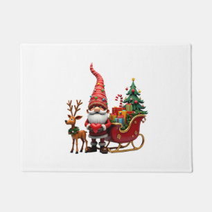 Felpudo Gnomos Luces de Navidad Santa Claus Montando Trine