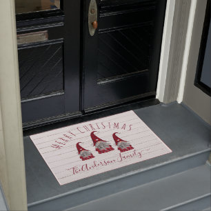Felpudo Gnomos Navideños Familiares de Madera Falsa Rústic
