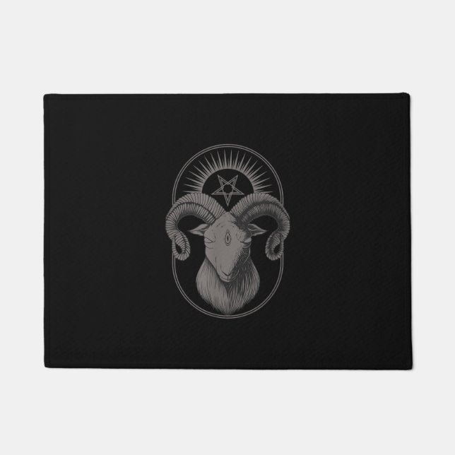 Felpudo Goat Devil Pentagram Baphomet Satan Occult Satanic (Anverso)