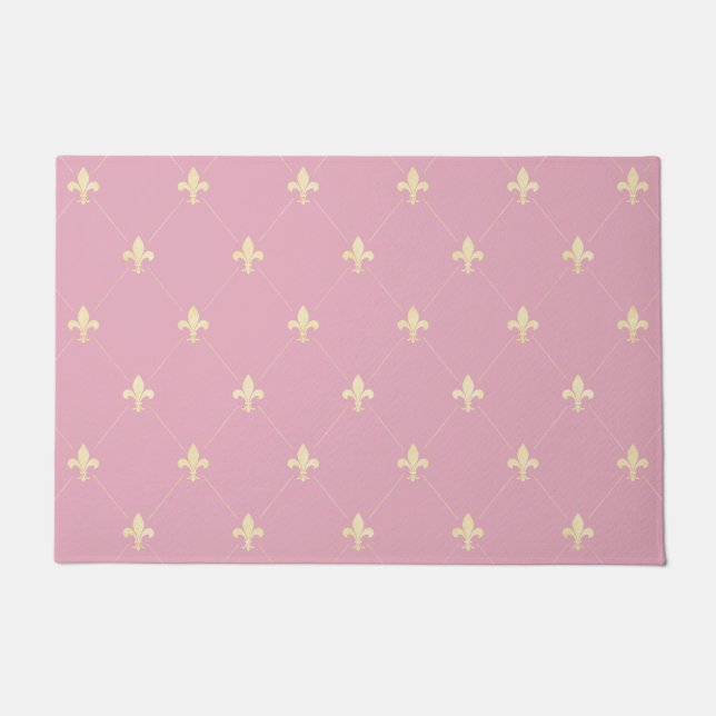 Felpudo Gold Fleur-de-Lis Dusky Pink (Anverso)