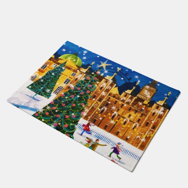 Felpudo Gold Pink Christmas Winter Ice Skating  (Angular)