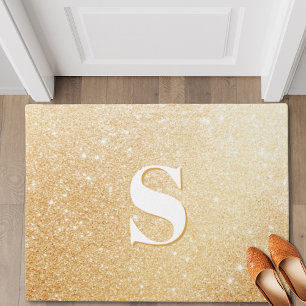 Felpudo Gold Purpurina Lujo Monograma Personalizado
