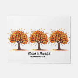 Felpudo Golden Autumn Trees Happy Thanksgiving Greeting