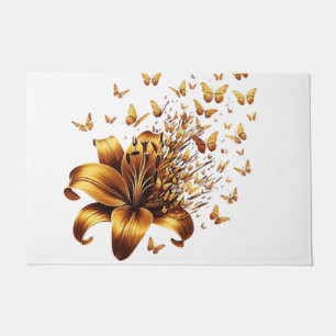 Felpudo Golden Flor Mariposas Explosion  Butterfly Flower