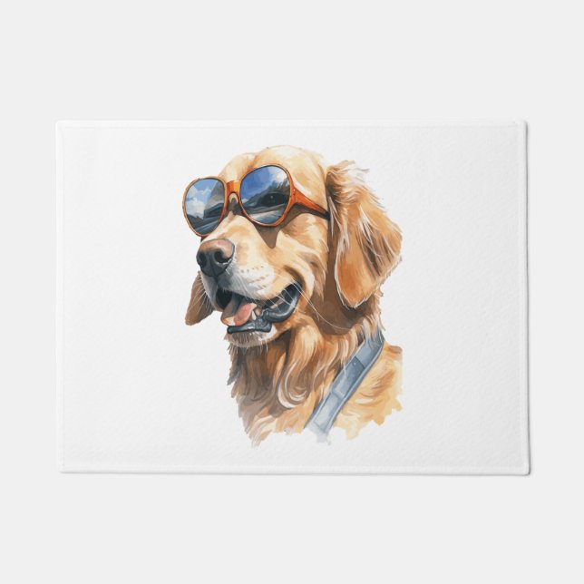 Felpudo Golden Retriever con gafas de sol 2 (Anverso)