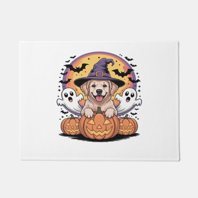 Felpudo Golden Retriever Halloween Witch Dog Classic T-Shi (Anverso)
