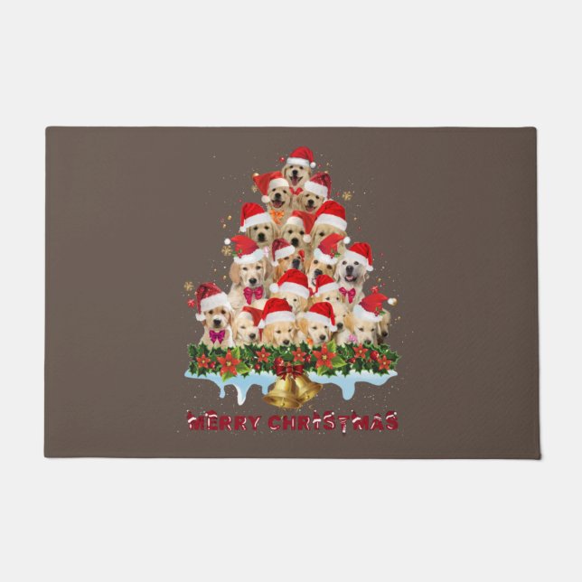 Felpudo Golden Retriever Santa Hat Xmas Dogs Merry Christm (Anverso)