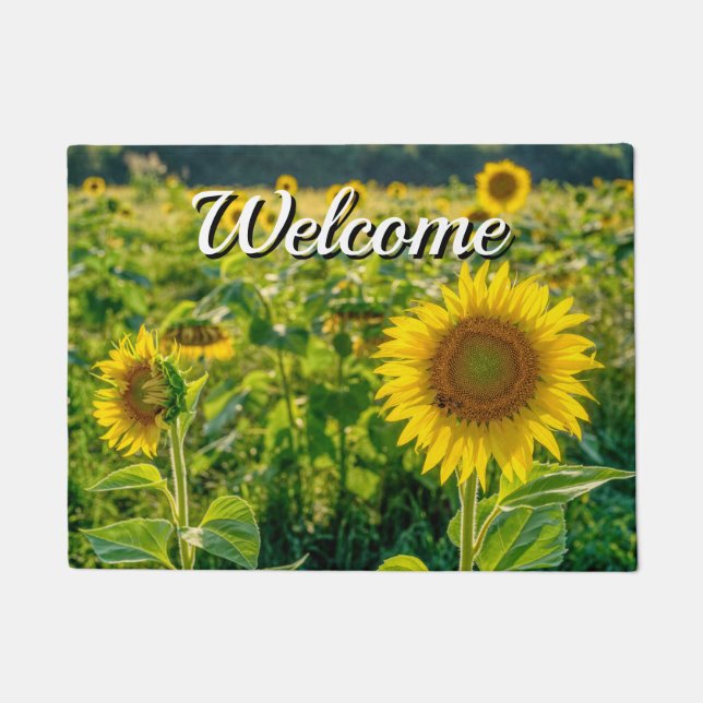 Felpudo Golden Sunflower Field Welcome Doormat (Anverso)