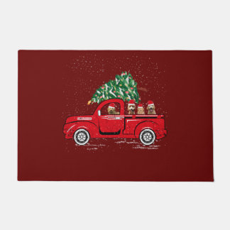 Felpudo Goldendoodle Riding Red Truck Santa Navidades Paja