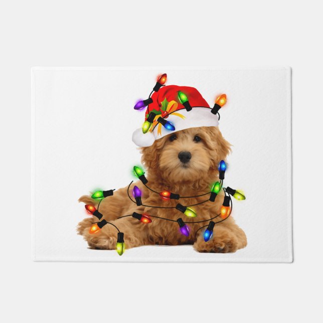 Felpudo Goldendoodle Santa Dog (Anverso)