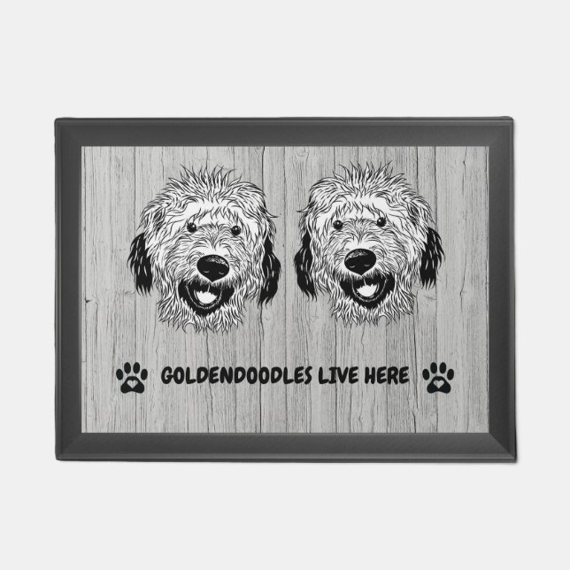 Felpudo Goldendoodles vive aquí doormat (Anverso)
