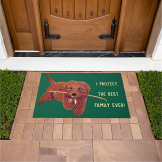 Felpudo Goldie Golden Dog Green Doormat