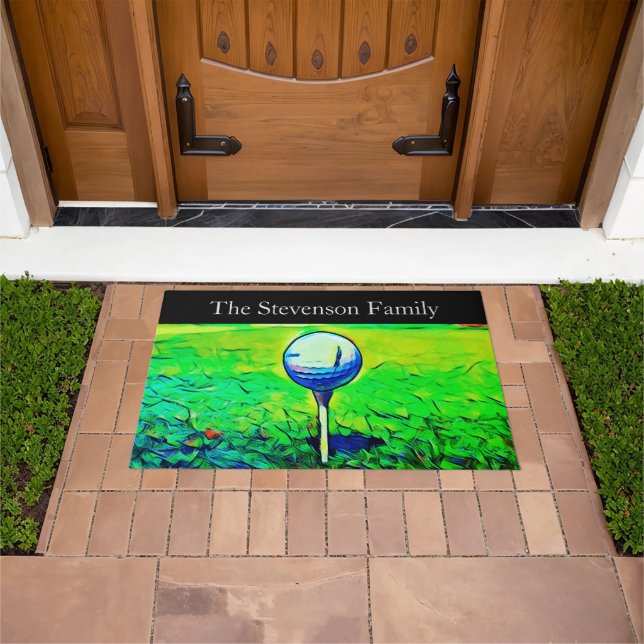 Felpudo Golf Family Name Sports Golfer Colorful (Exterior)