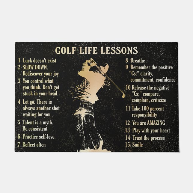 Felpudo Golf Life Lessons Rug, Golf Player Gift (Anverso)
