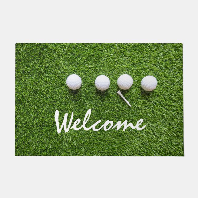 Felpudo Golf puerta de bienvenida tapete pelotas de golf y (Anverso)
