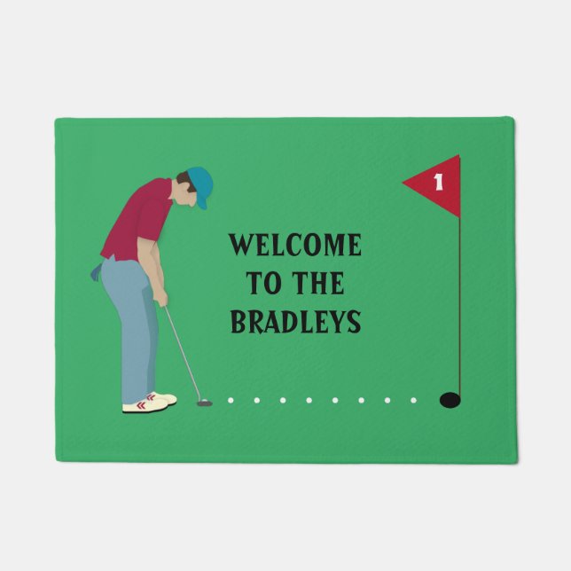 Felpudo Golfer verde: Poniendo pelota (Anverso)