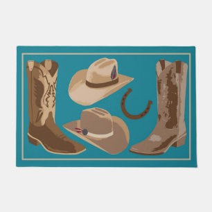 Felpudo Gorra de Boots de Cowboy Blue Brown Verde azulado