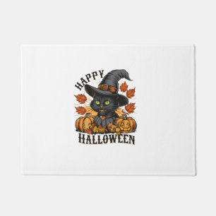 Felpudo Gorra de brujas gato negro gato Halloween gato con