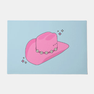 Felpudo Gorra De Vaquero Preppy Rosa Y Azul