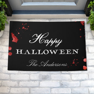 Felpudo Gothic Black & White Happy Halloween personalizado