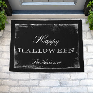 Felpudo Gothic Black & White Happy Halloween personalizado