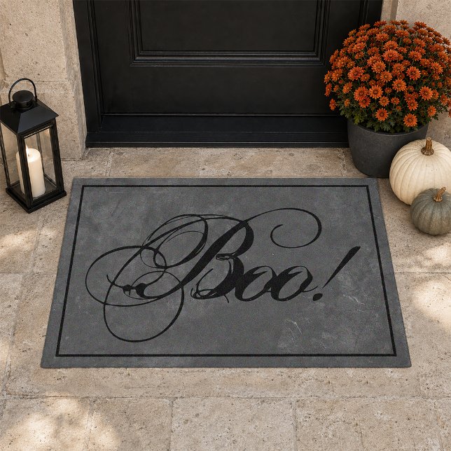 Felpudo Gótico Boo Negro Halloween (Moody Halloween Entry Rug)