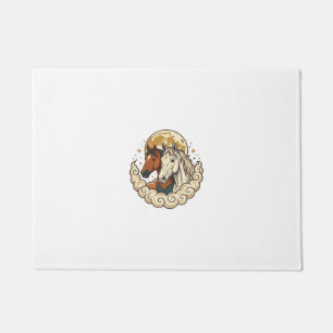 Felpudo Grabado Antiguo Caballos Cósmicos Arte Lunar