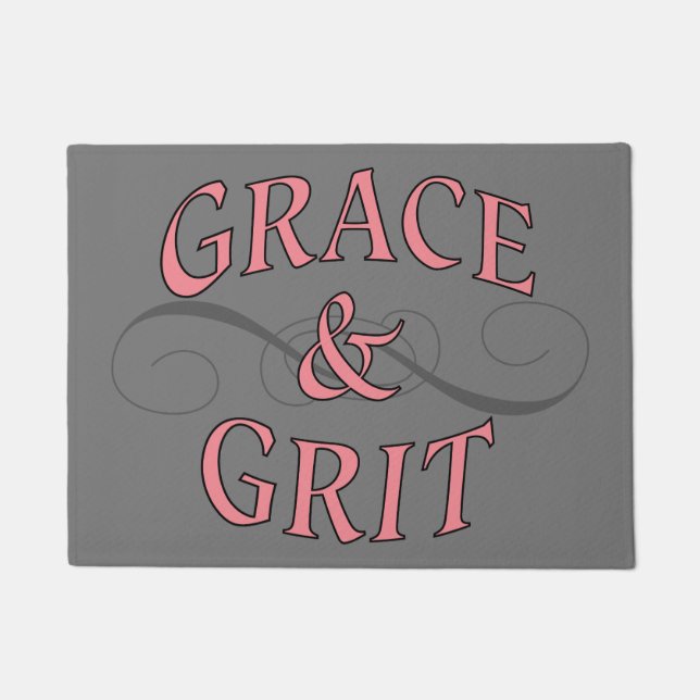 Felpudo Grace y Grit en rosa y gris (Anverso)