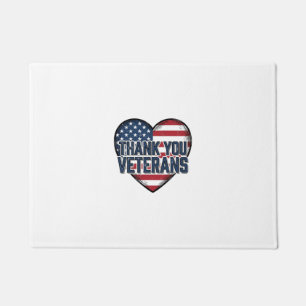 Felpudo Gracias Veteranos Corazón Patriótico Diseño Vintag