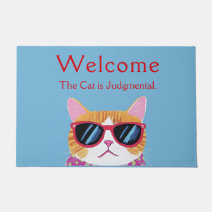 Felpudo Graciosa bienvenida a gato judgmental