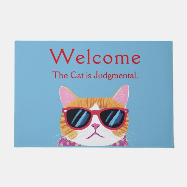Felpudo Graciosa bienvenida a gato judgmental (Anverso)