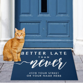 Felpudo Graciosa bienvenida a Navy Typo manuscrito azul y