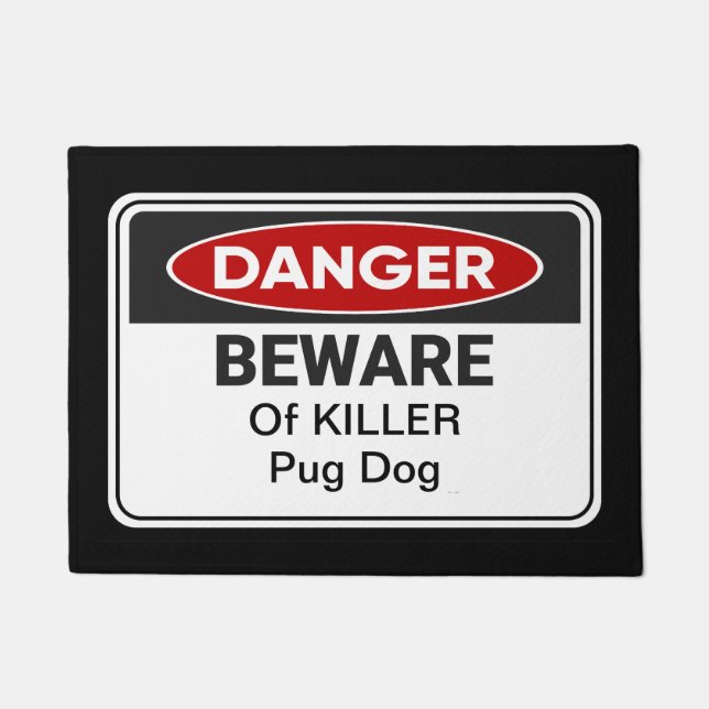 Felpudo Graciosa casa de bienvenida de perro de pug (Anverso)