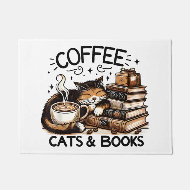 Felpudo Gracioso Café Café Los Libros De Idea De Regalo A  (Anverso)