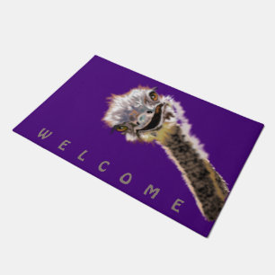 Felpudo Gracioso Doormat con alegre avestruz - Bienvenida
