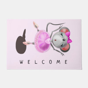 Felpudo Gracioso Doormat con Ballerina Mouse - Bienvenido