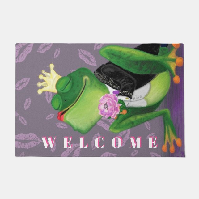 Felpudo Gracioso Doormat con Frog Prince - Bienvenidos (Anverso)
