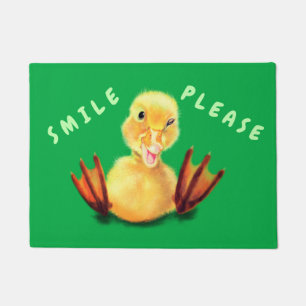 Felpudo Gracioso Doormat con Pato Amarillo Feliz - Texto P