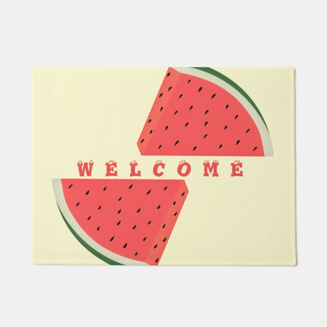 Felpudo Gracioso Doormat con sandía dulce - Bienvenidos (Anverso)