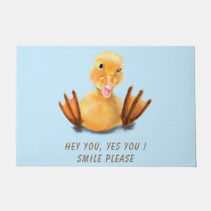 Felpudo Gracioso Doormat con sonrisa feliz de pato - texto