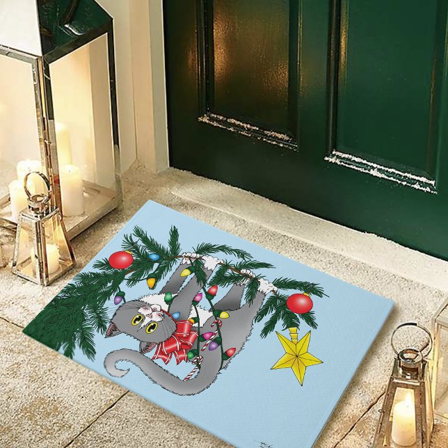 Felpudo Gracioso gato colgante de árbol de Navidad (Subido por el creador)