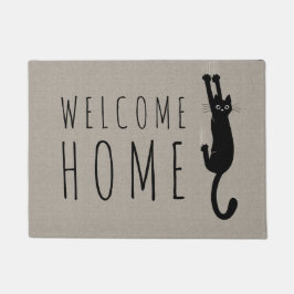 Felpudo Gracioso gato negro colgando | Personalizado Guay 