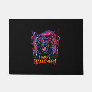 Felpudo Gracioso gato negro colorido Feliz Halloween Hallo